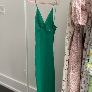 Zara emerald maxi slip dress